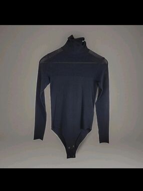 LIU JO Mesh Turtleneck Long Sleeve Bodysuit Black Size S C68003MA802